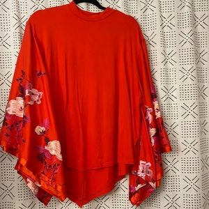 Red embroidered free people blouse